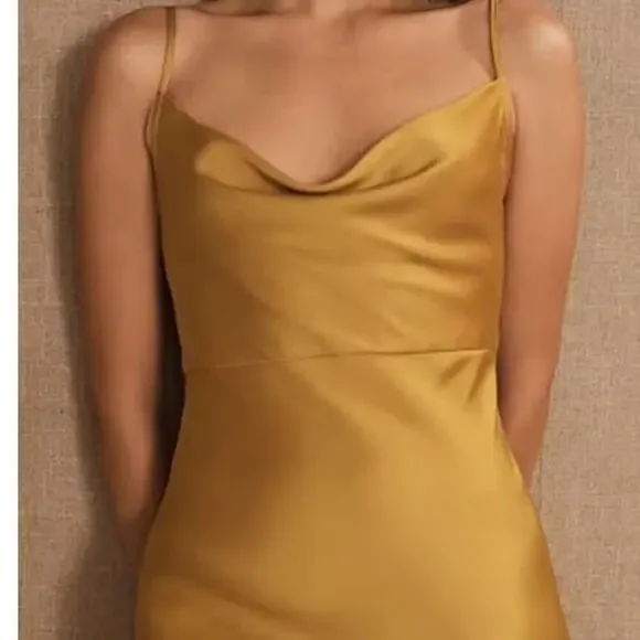BHLDN Sachin & Babi Cali Golden Rod Cowl Neck Sleeveless Satin Slip Midi Dress 8 - Picture 2 of 8